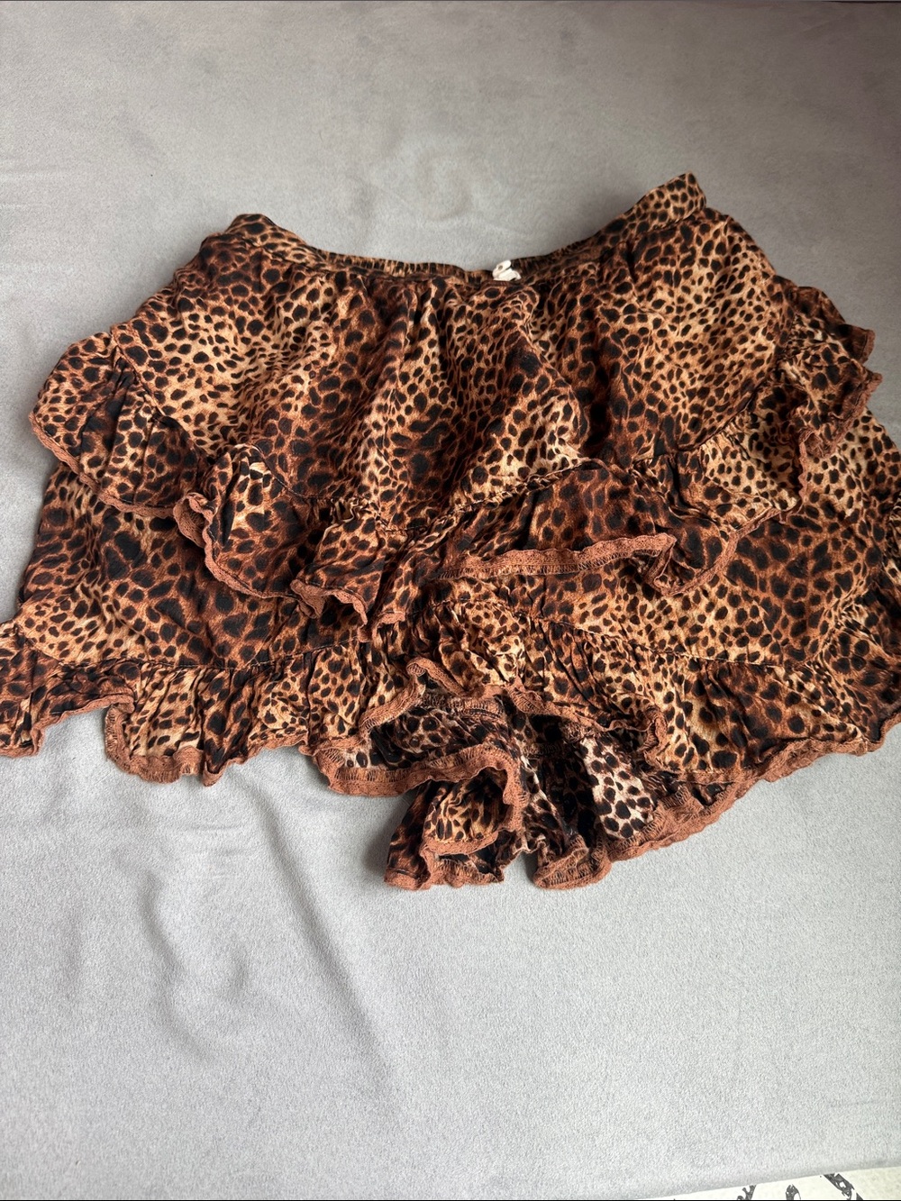 Aerié Leopard Print Ruffled Mini Skort - Brown & Black